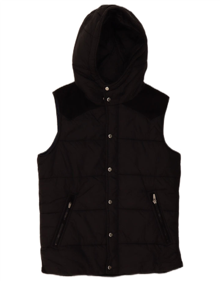 Gilet imbottito con cappuccio da uomo ZARA UK 36 piccolo nero