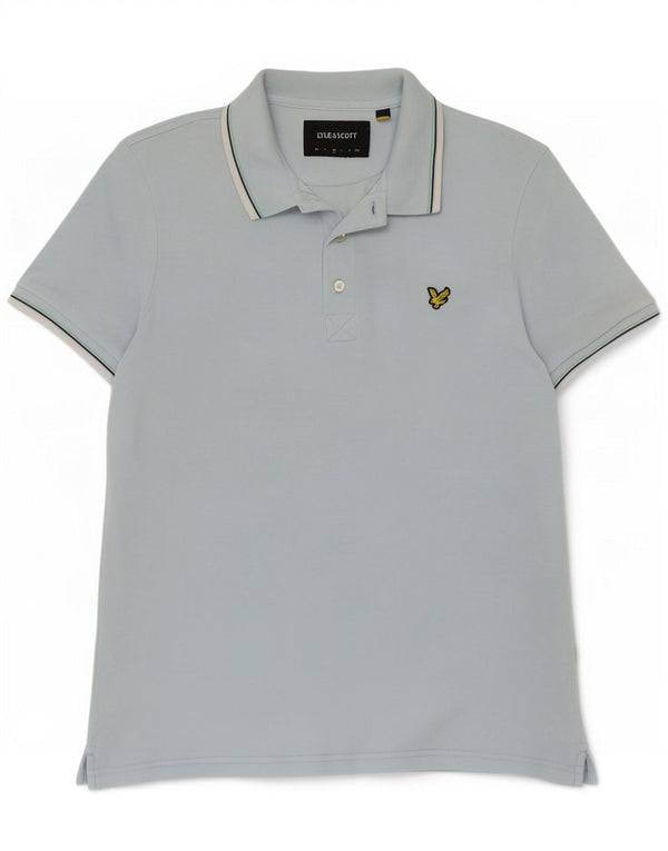 Polo da uomo Lyle & Scott in cotone a righe blu medio