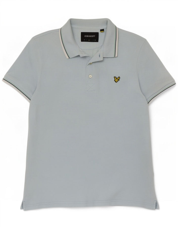 Polo da uomo Lyle & Scott in cotone a righe blu medio