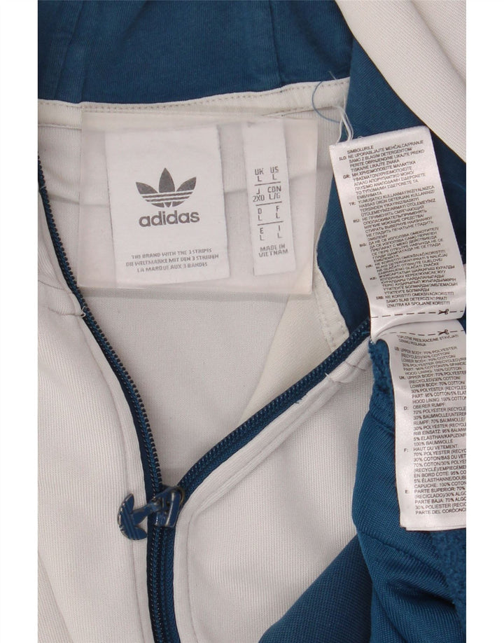 Maglione con cappuccio e zip da uomo Adidas grande in poliestere color block blu
