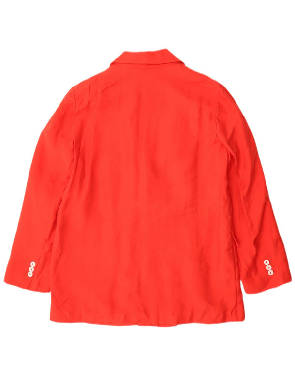 Zara Womens Double Breasted Blazer Jacket UK 14 Medium Red Lyocell