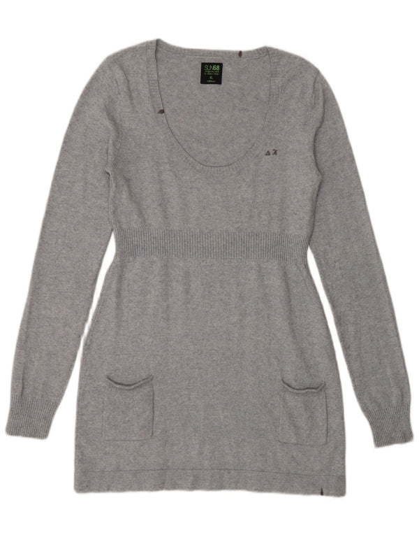 Abito maglione a maniche lunghe da donna Sun68 UK 18 XL cotone grigio