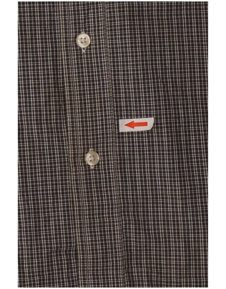 Chaps - Camicia a maniche corte da uomo Easy Care, in cotone a quadri grigi grandi