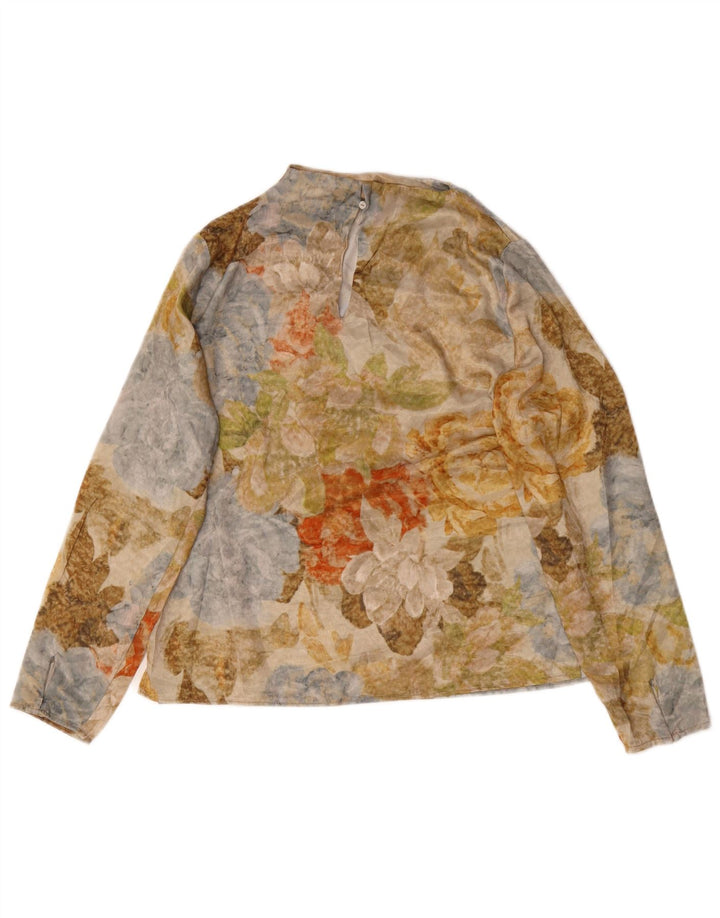 Top Zara da donna a maniche lunghe UK 10 piccolo multicolore floreale moderno