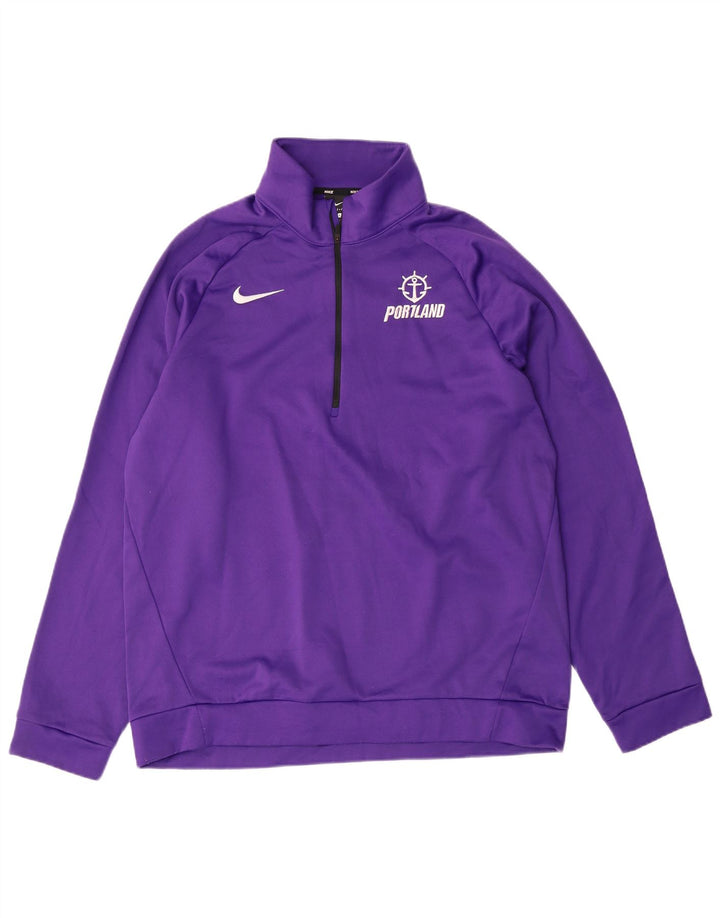NIKE Felpa con collo con zip da uomo Maglione grande viola in poliestere