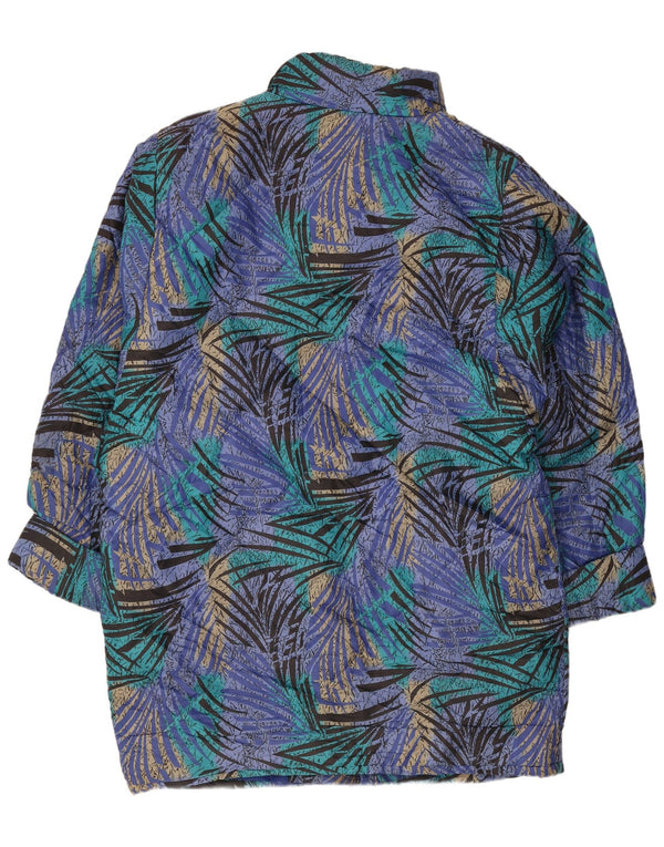Cappotto imbottito da donna vintage con vestibilità comoda e modello astratto UK 12 Blu medio