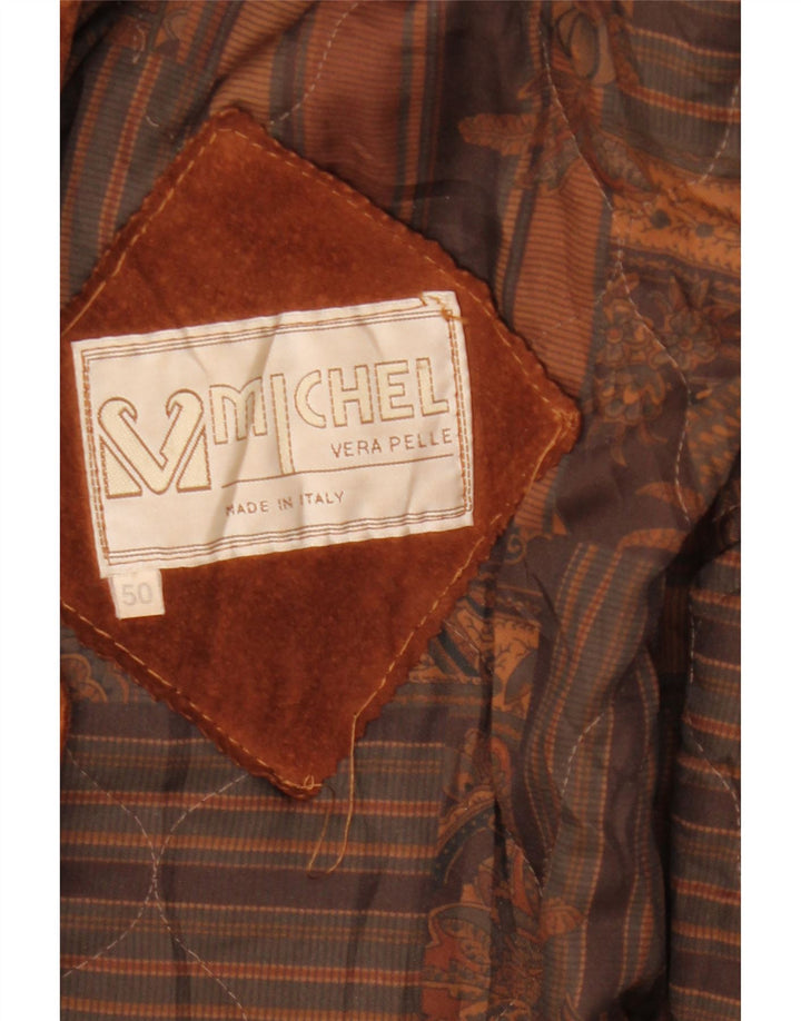 Soprabito oversize in pelle scamosciata da donna Michel IT 50 XL in pelle marrone