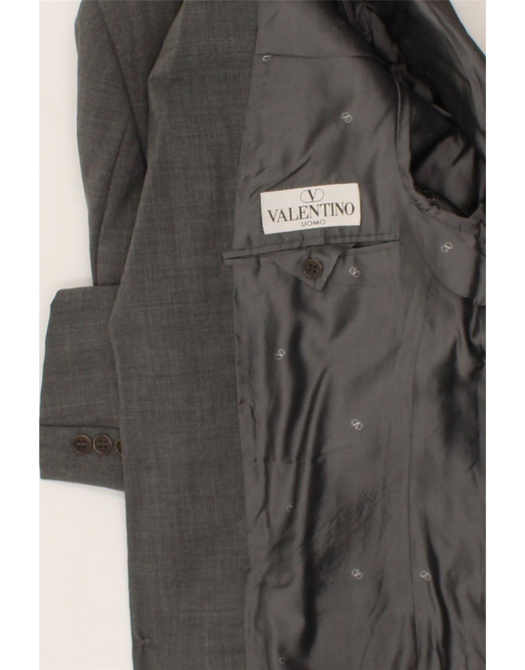 VALENTINO Set da uomo 3 bottoni 2 pezzi IT 48 medio W38 L32 Lana vergine grigia
