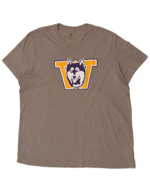T-shirt grafica da uomo Adidas Washington Huskies Top 2XL poliestere grigio