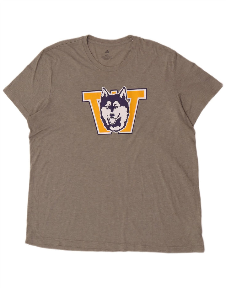 T-shirt grafica da uomo Adidas Washington Huskies Top 2XL poliestere grigio