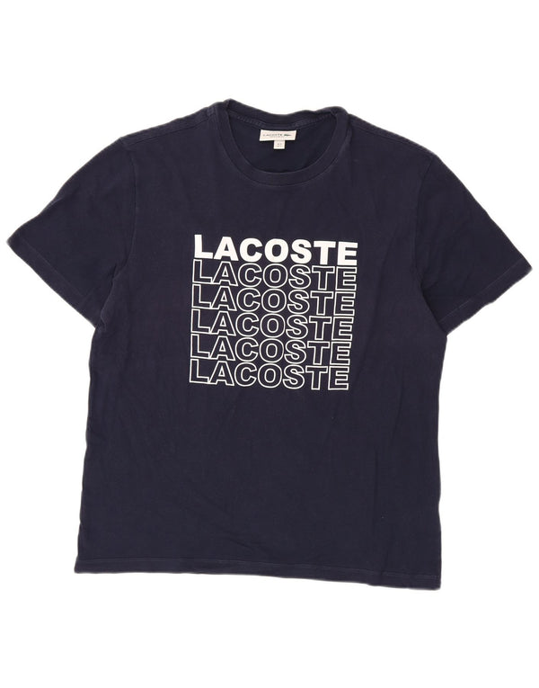 T-shirt grafica da uomo con vestibilità regolare Lacoste, taglia 5 grande, in cotone blu navy