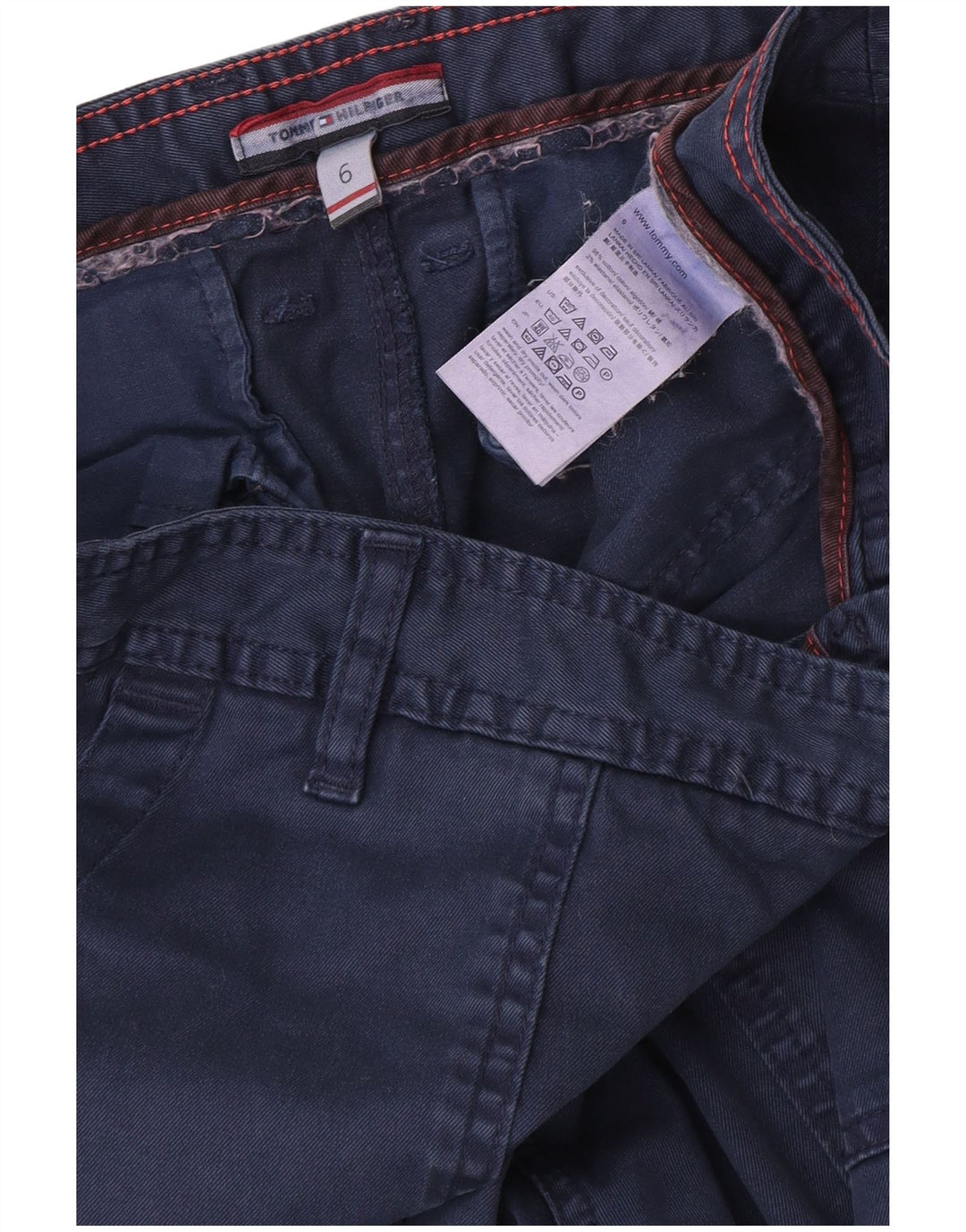 Pantaloni chino dritti da donna Tommy Hilfiger US 6 Medium W30 L25 Blu Navy