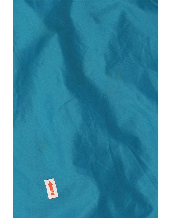 Giacca antipioggia vintage da donna con cappuccio UK 16 grande color block blu navy