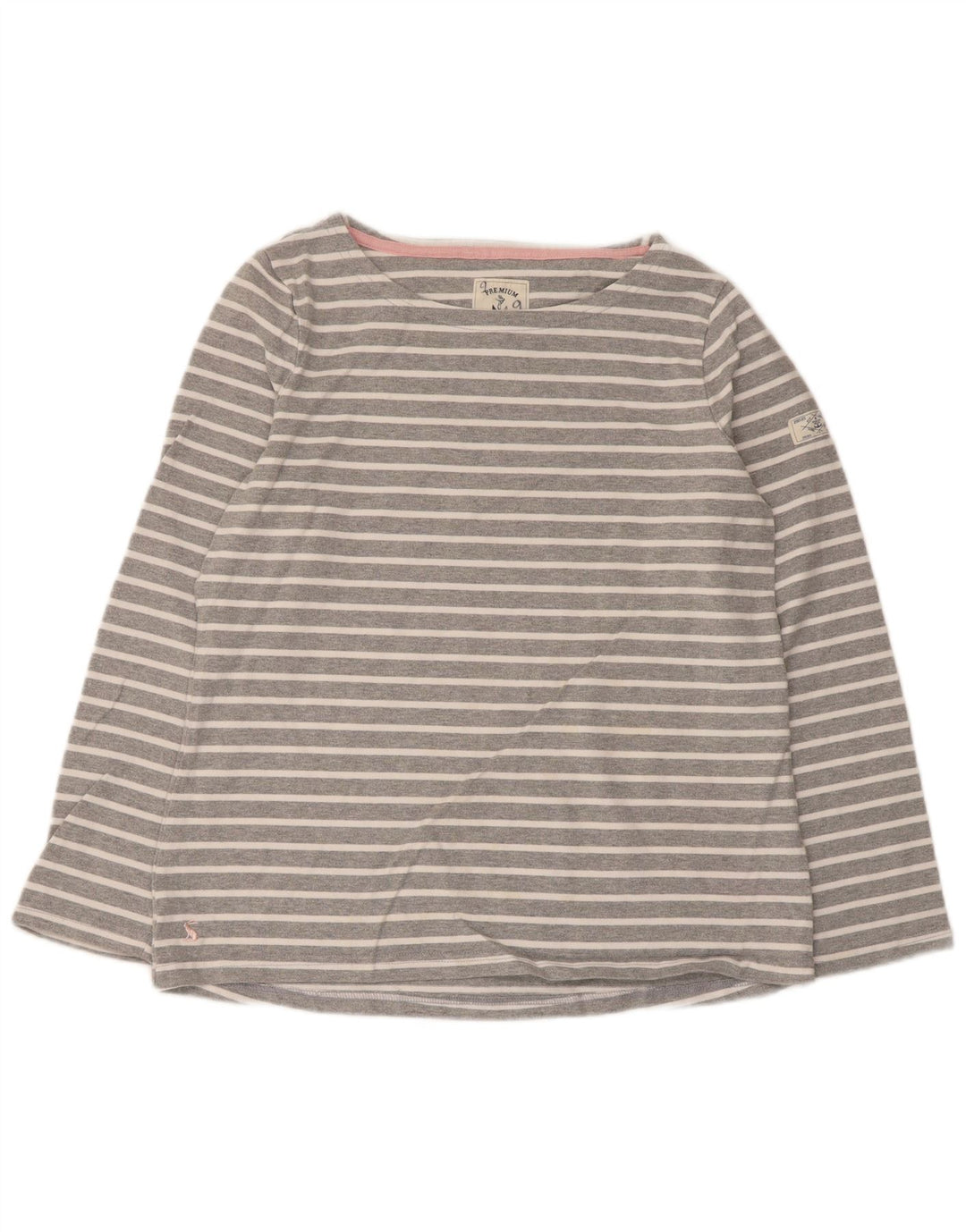 Joules Top da donna a maniche lunghe UK 14 Cotone a righe grandi grigie