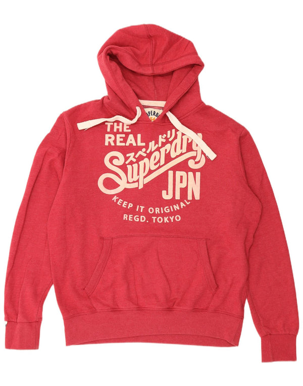 Felpa con cappuccio grafica da uomo Superdry 2XL in cotone rosso