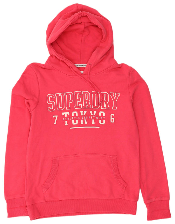 Felpa con cappuccio grafica da donna Superdry UK 12 cotone rosa medio