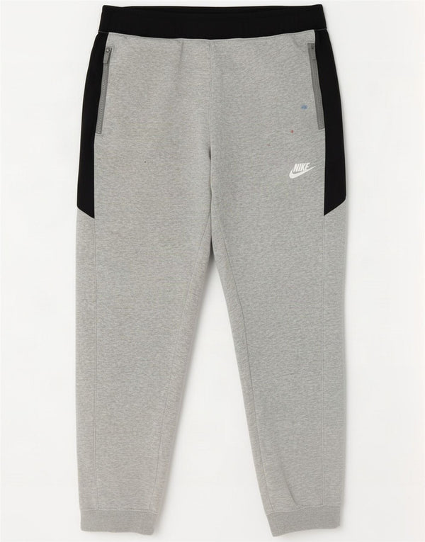Nike Mens Tracksuit Trousers Joggers Medium Grey Colourblock Cotton