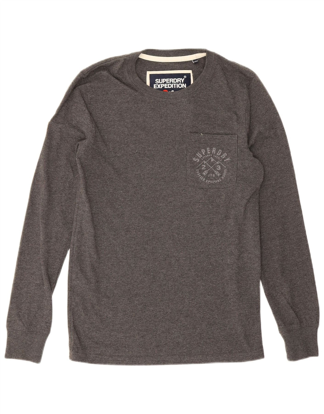 Top da uomo a maniche lunghe Superdry in cotone grigio piccolo