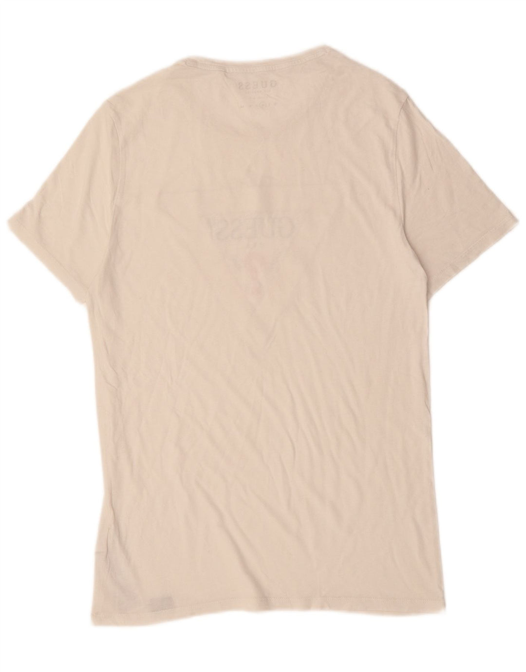 T-shirt grafica da uomo slim fit GUESS in cotone bianco sporco medio