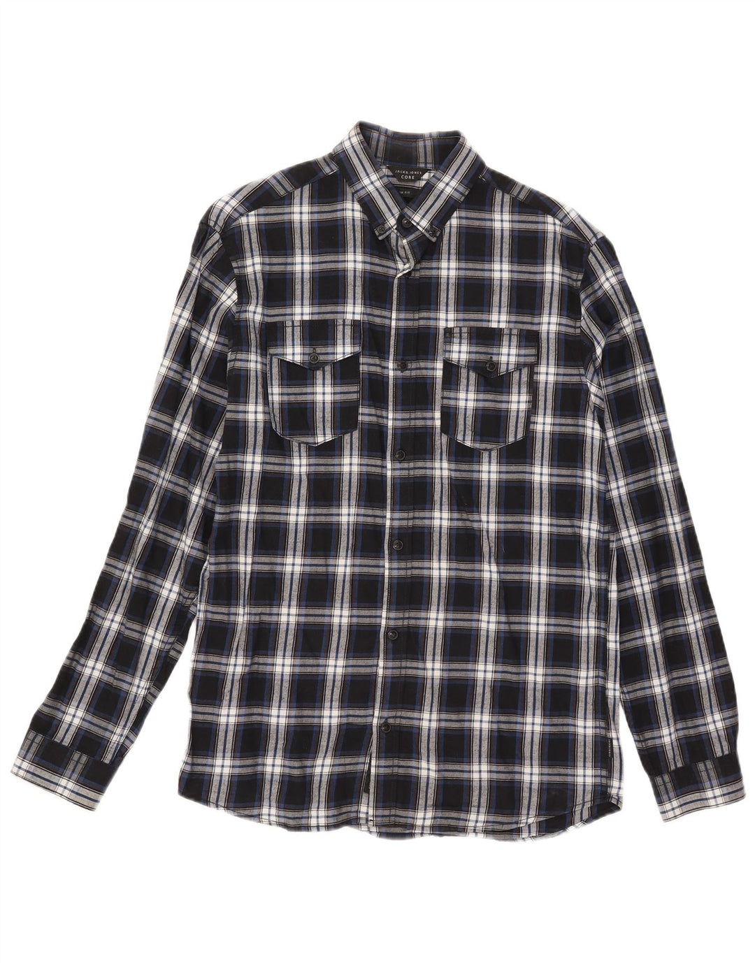 Camicia da uomo in flanella slim fit Jack & Jones a quadri blu piccoli