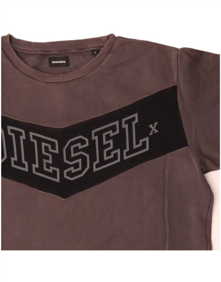 Diesel Felpa con grafica da uomo Maglione piccolo grigio color block
