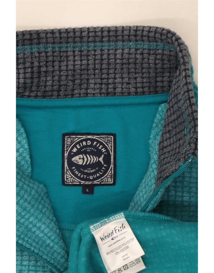 Maglione in pile da uomo con collo con zip Weird Fish, grande poliestere turchese