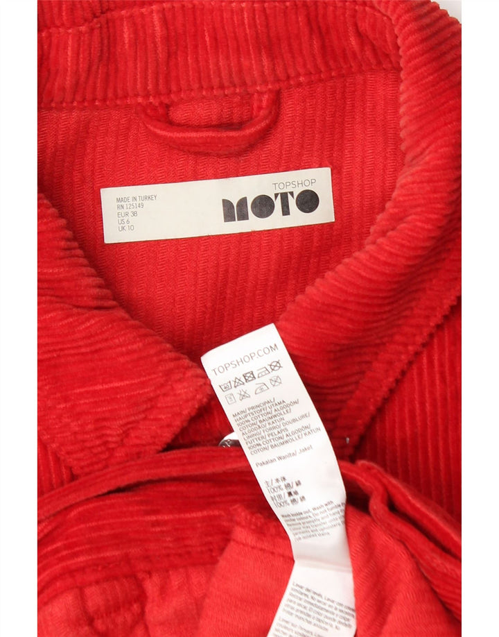 Giacca da donna oversize in velluto a coste Topshop UK 10 piccola in cotone rosso