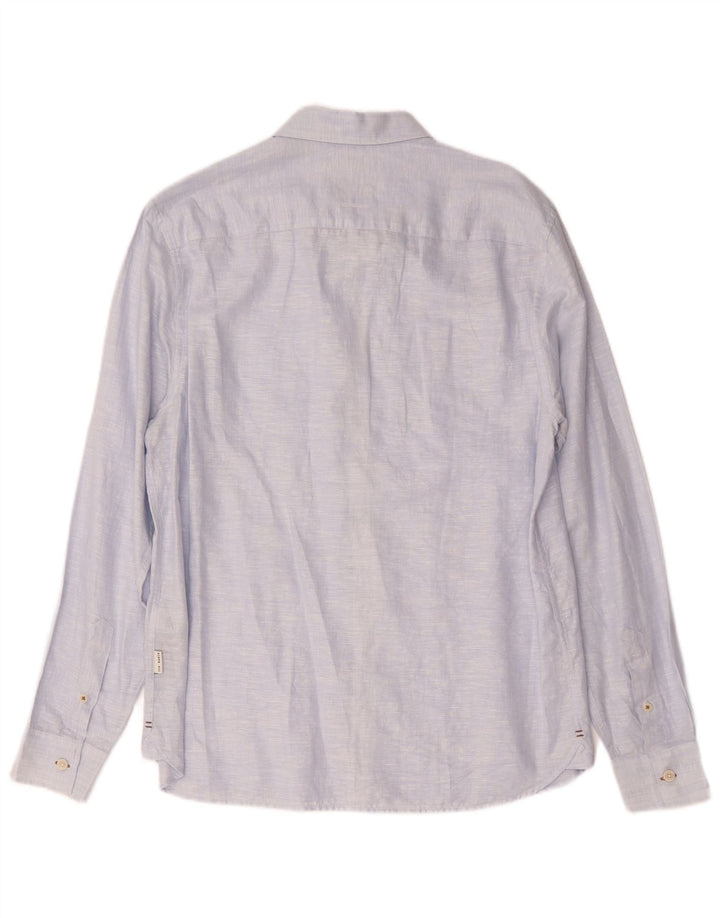 Ted Baker Camicia da uomo vestibilità regolare taglia 3 lino blu medio