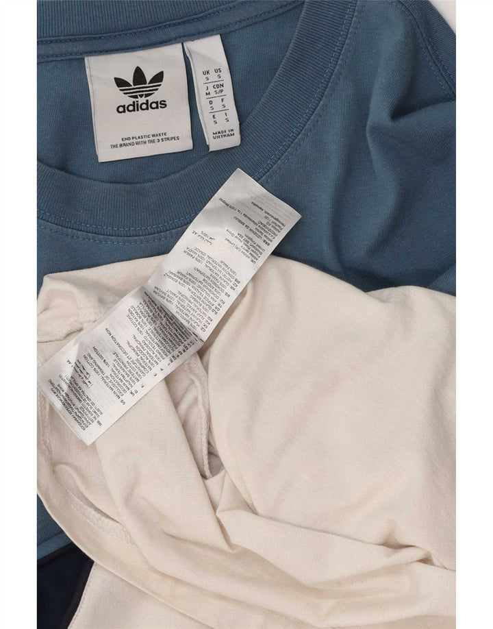 T-shirt da uomo Adidas Top Small blu in cotone color block