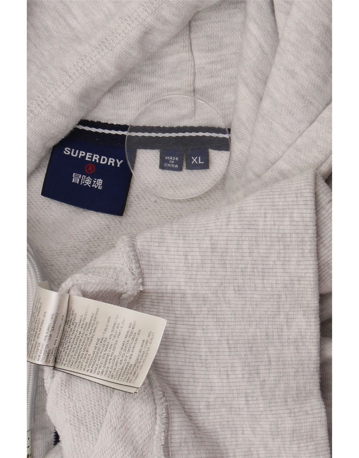 Felpa con cappuccio grafica da uomo Superdry XL in cotone grigio