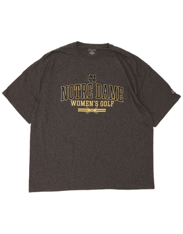 T-shirt grafica da uomo Champion Notre Dame Top 3XL cotone chiazzato grigio