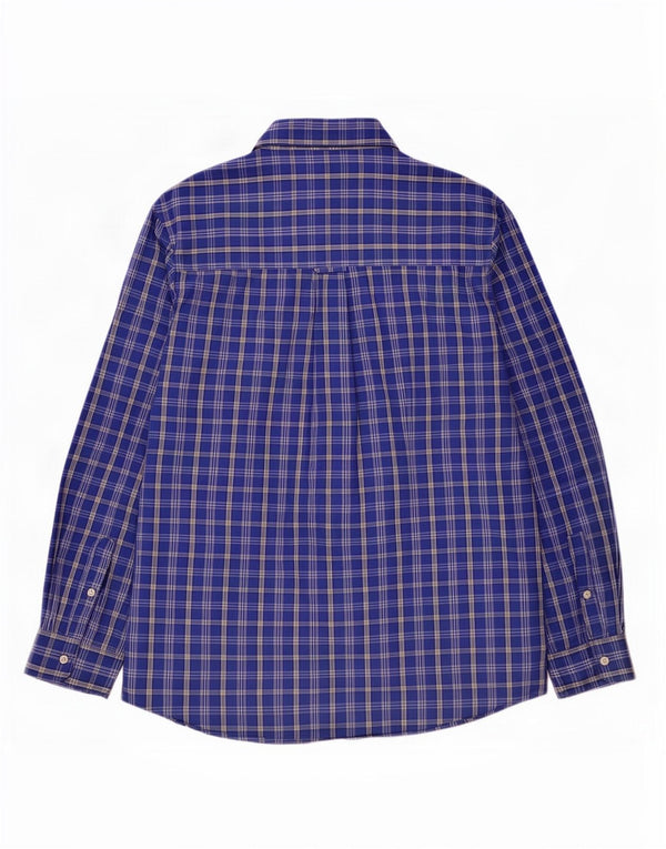 Chaps Camicia da uomo Easy Care, cotone a quadri blu grandi