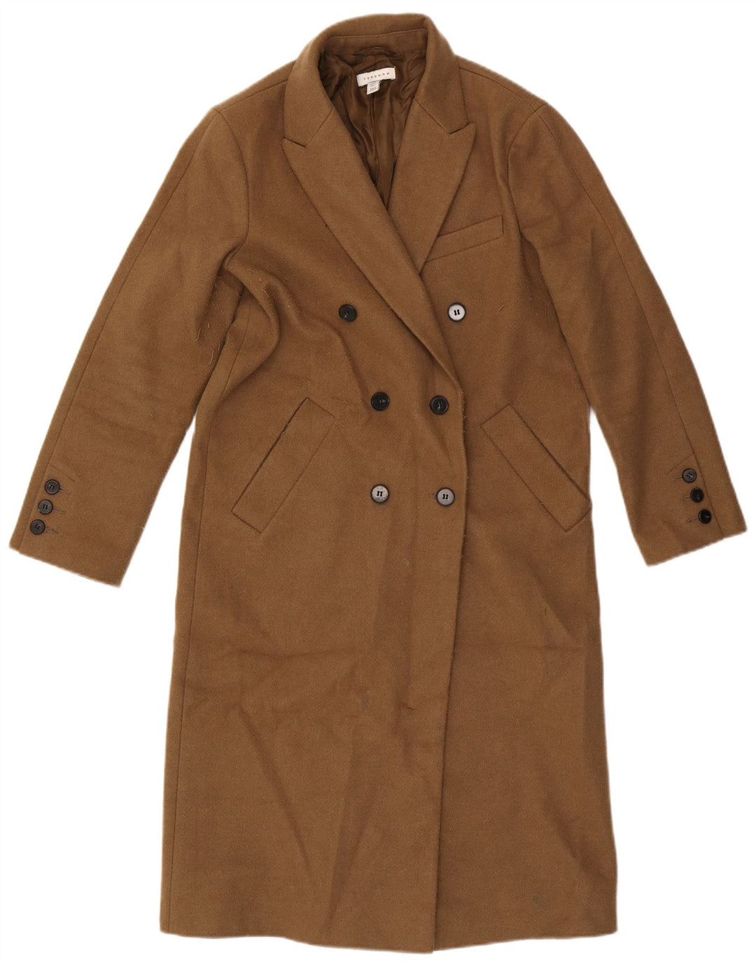 Topshop Cappotto doppio petto oversize da donna Petite UK 4 XS Marrone