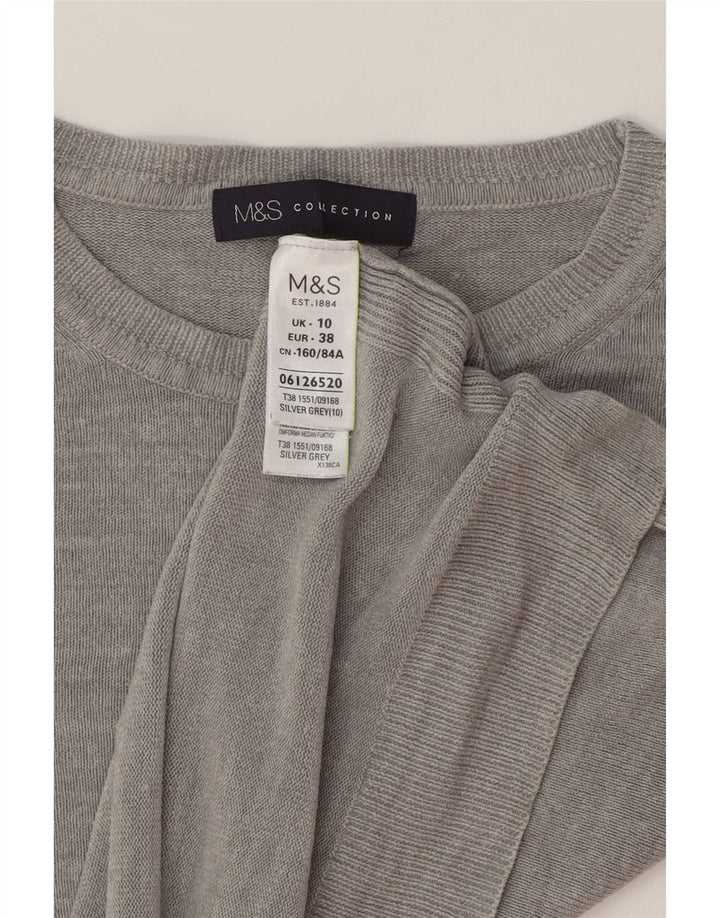 Maglione maglione girocollo corto da donna Marks & Spencer UK 10 piccolo grigio