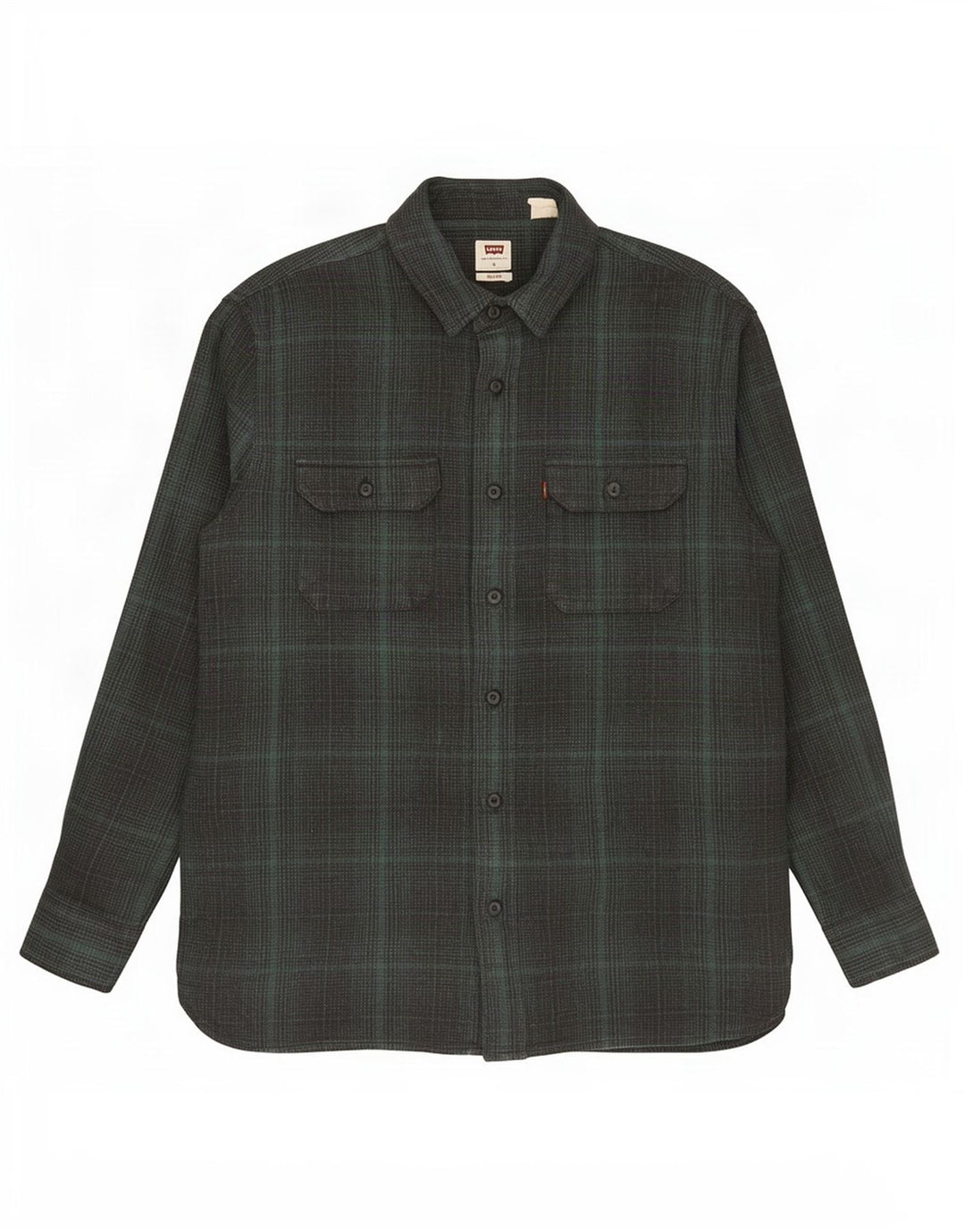 Levi's Camicia da uomo in flanella rilassata, cotone a quadri verdi grandi