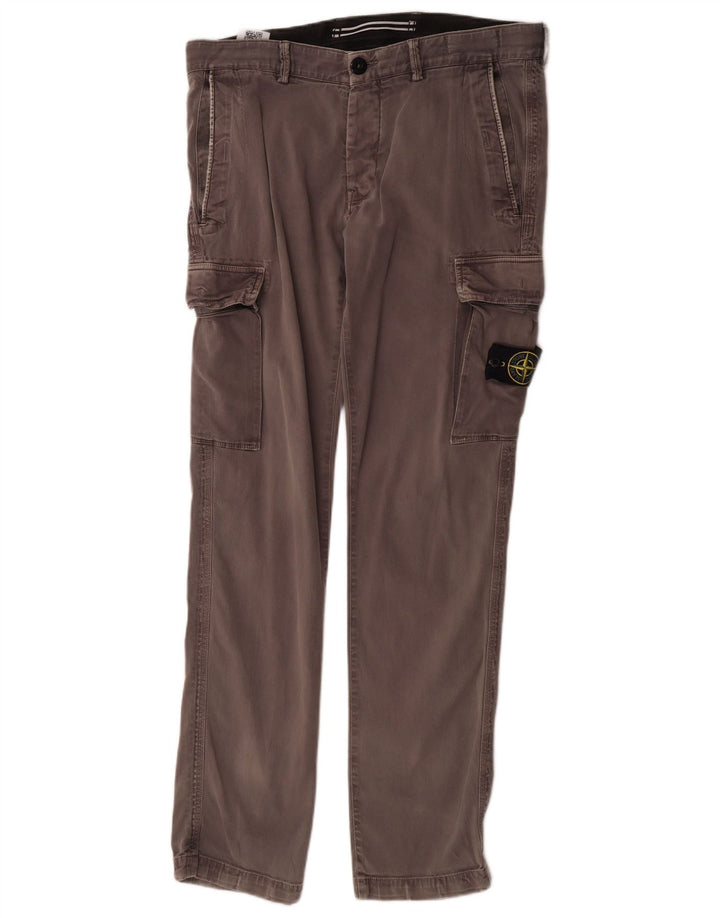 Pantaloni cargo dritti da uomo Stone Island W32 L34 in cotone grigio