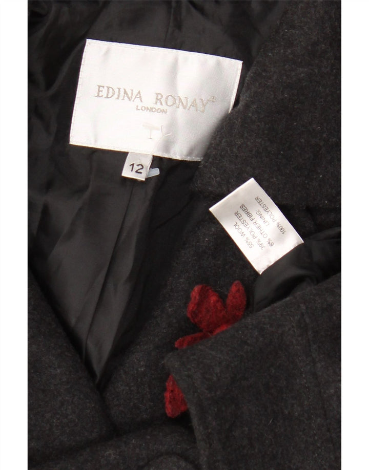 Giubbotto bomber corto con maniche a 3/4 da donna Edina Ronay UK 12 Lana grigio medio