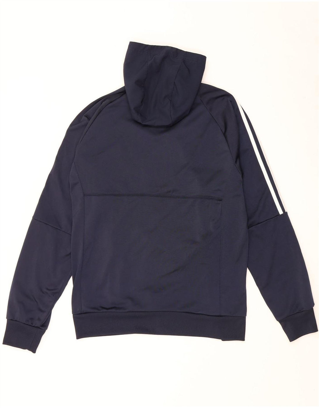 Felpa con cappuccio da uomo Adidas con zip e collo, media, in poliestere blu navy