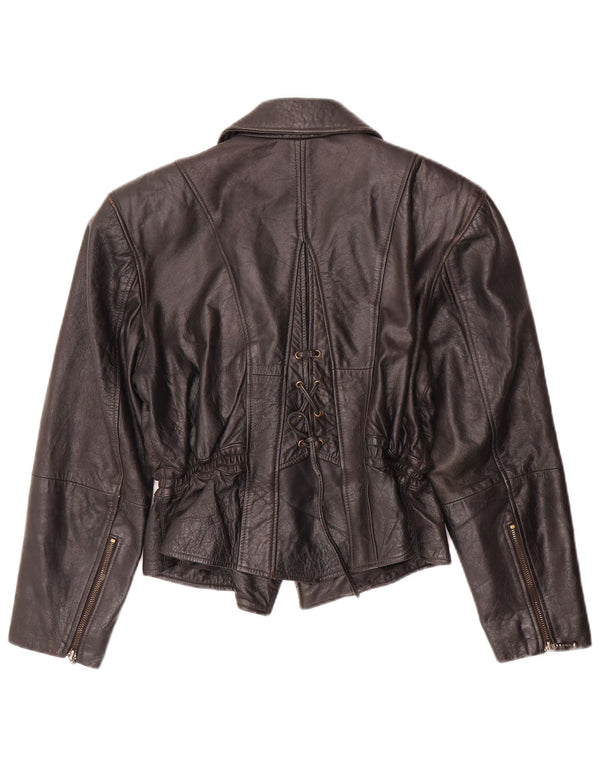 Giacca da motociclista in pelle da donna vintage EU 38 in pelle nera media