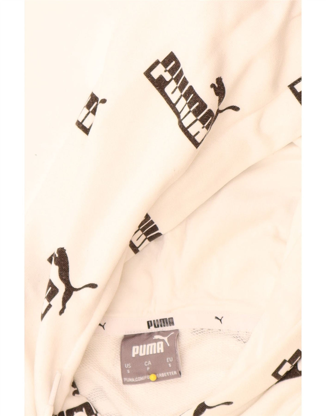 Felpa con cappuccio grafica da uomo Puma piccola in cotone bianco
