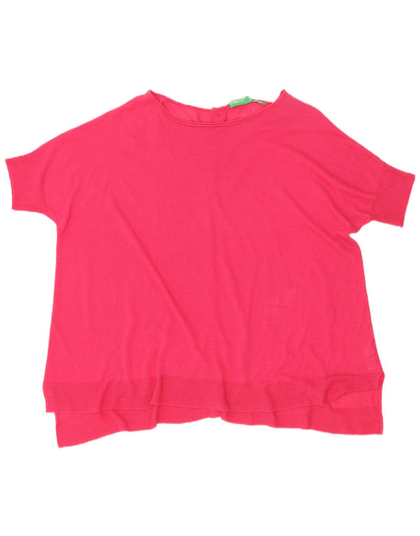 Maglione cardigan oversize a maniche corte da donna Benetton UK 14 Rosa medio