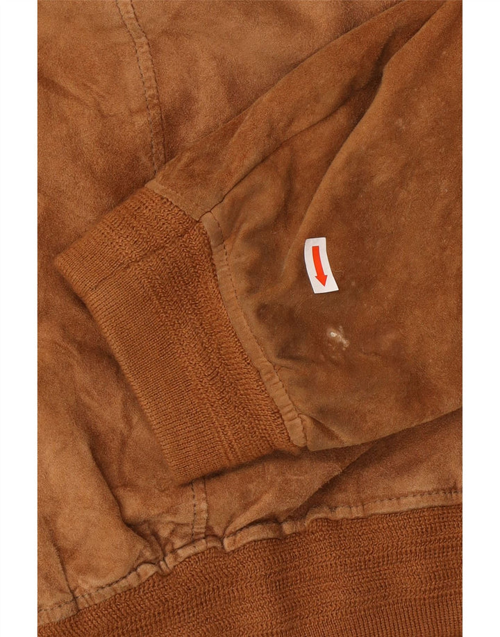 Giubbotto bomber in pelle scamosciata vintage da uomo UK 40 grande marrone