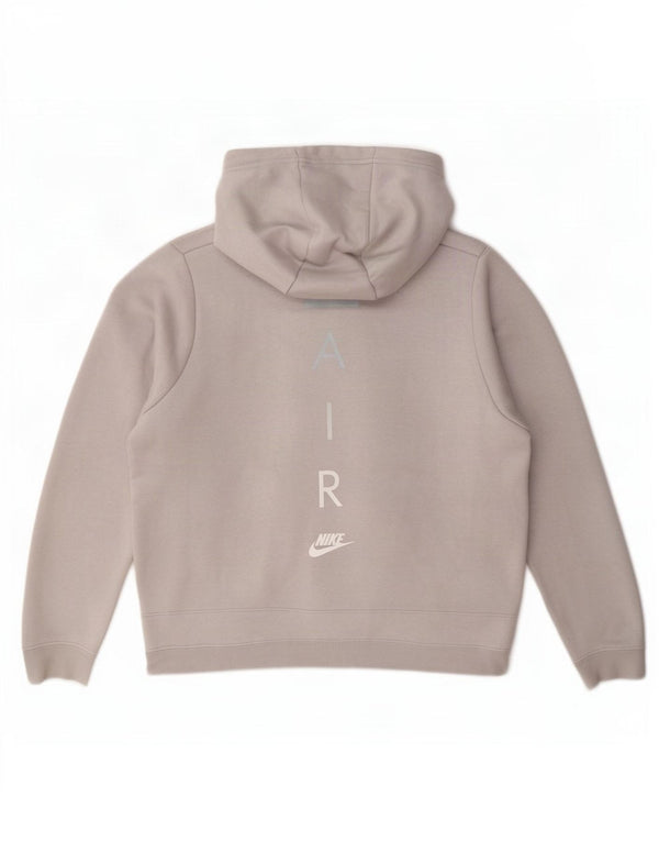 Felpa con cappuccio e zip grafica Nike da donna UK 14 Grigio medio