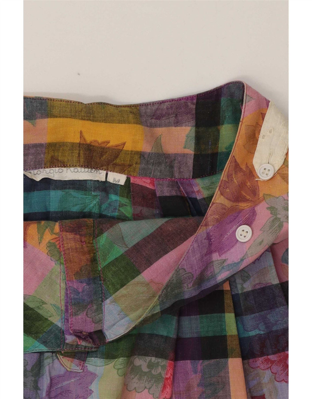 Gonna a trapezio da donna vintage media W28 in cotone floreale multicolore