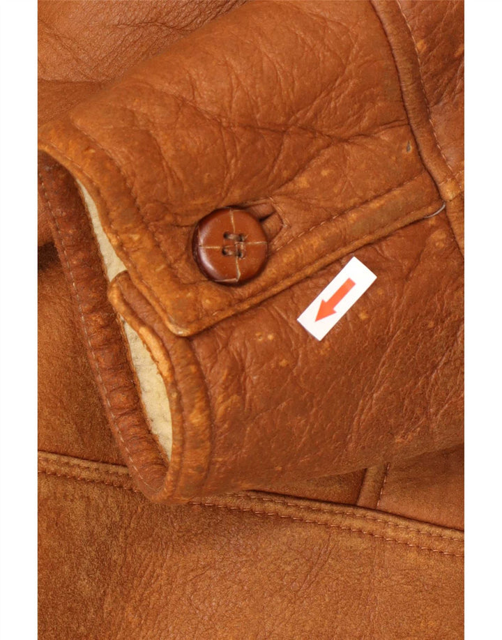 Giacca in shearling vintage da uomo UK 42 XL Shearling marrone
