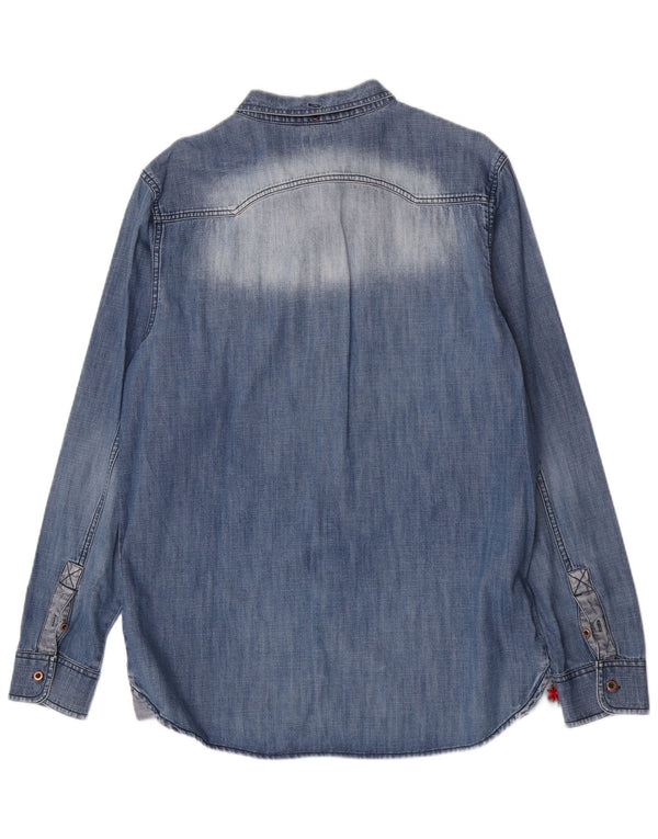 Camicia in denim da uomo DC lavaggio acido in cotone blu medio