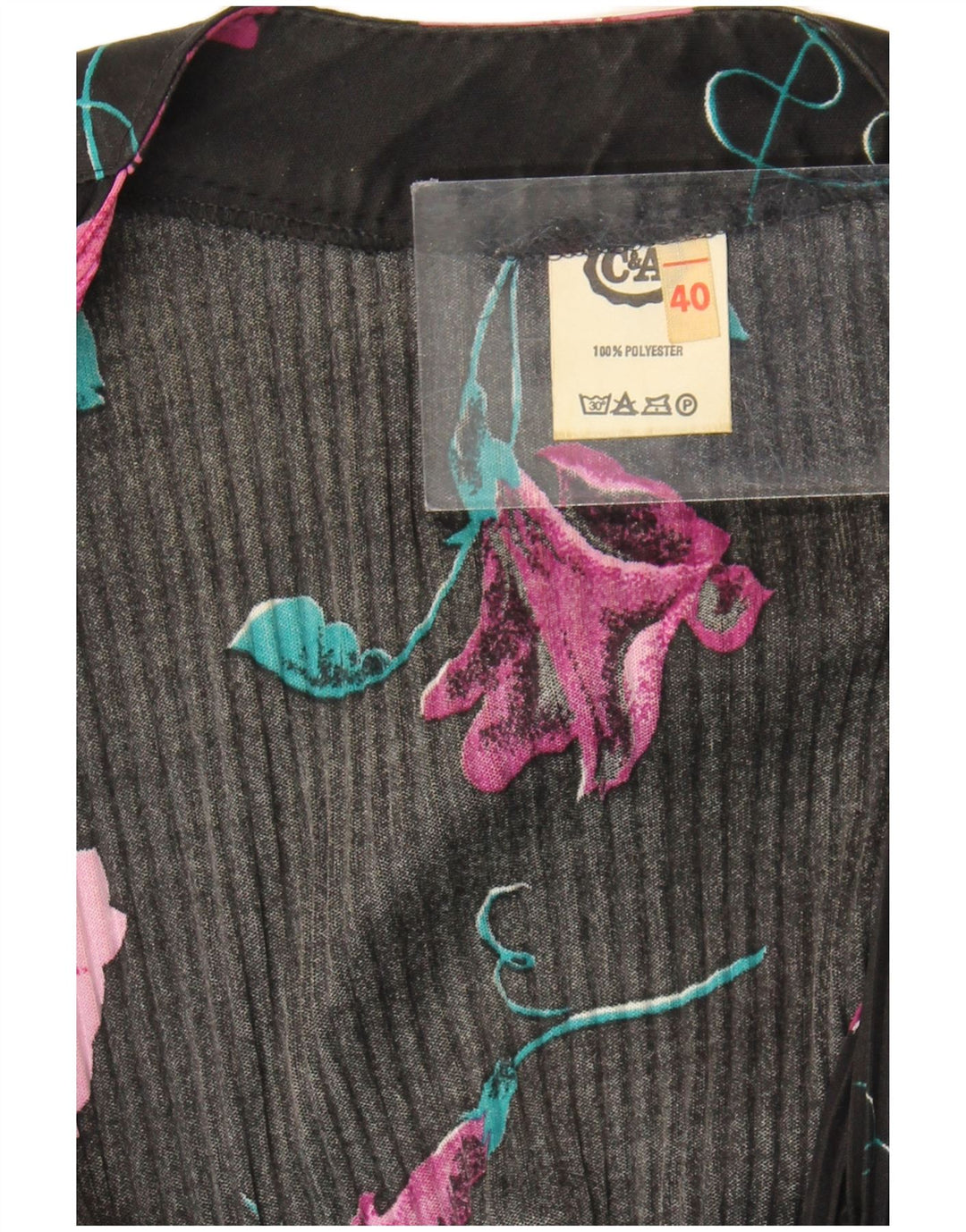 Abito lungo da donna con maniche a 3/4 C&A EU 40 Poliestere floreale nero medio