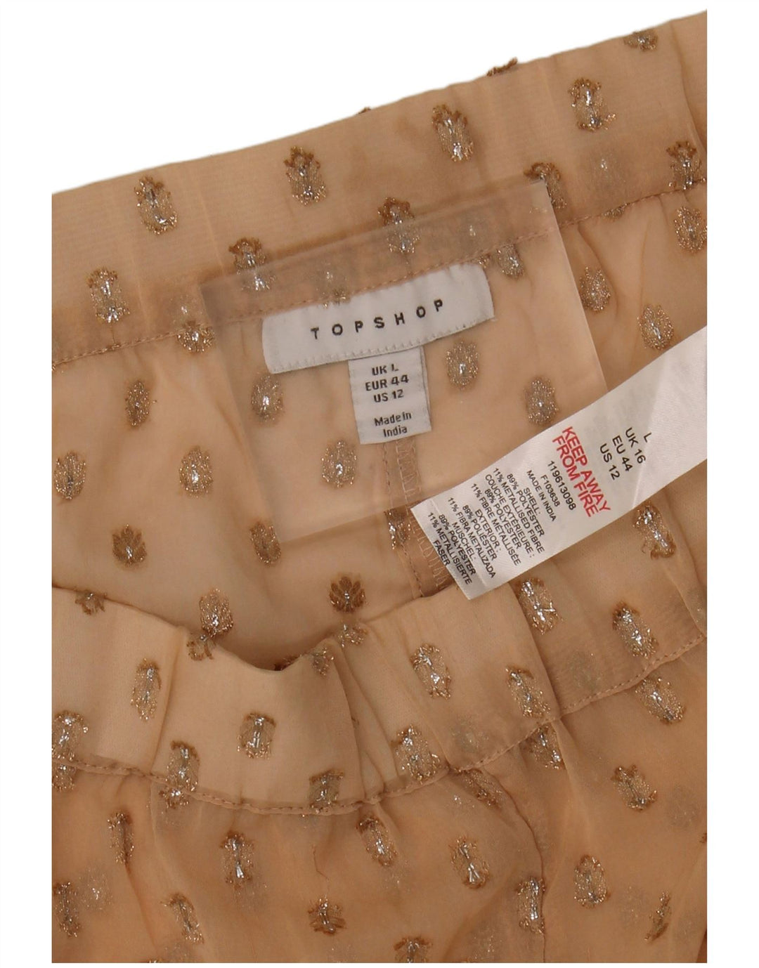 TOPSHOP Womens Casual Shorts UK 16 Large W32  Beige Spotted Polyester