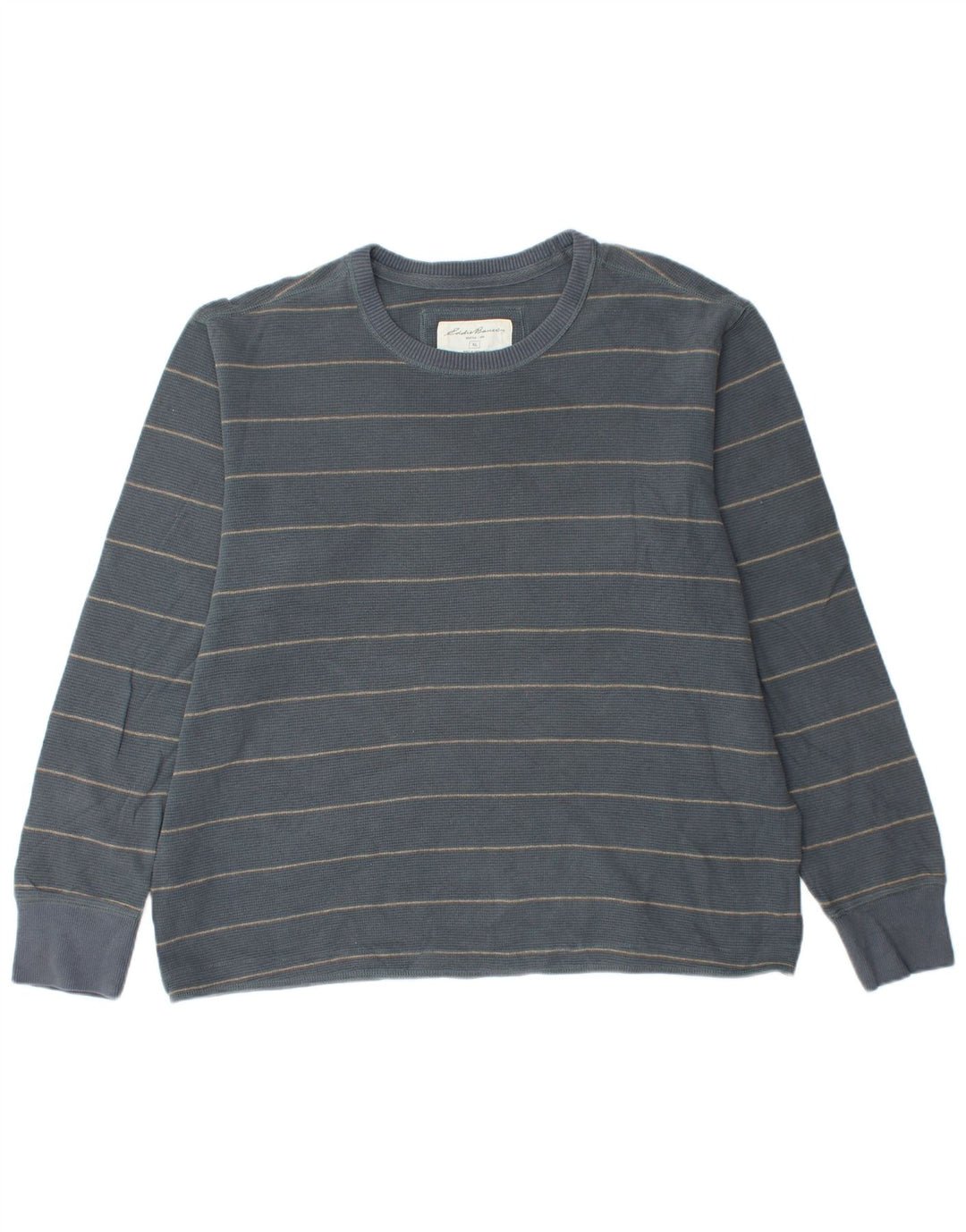 EDDIE BAUER Top da uomo a maniche lunghe XL in cotone a righe blu