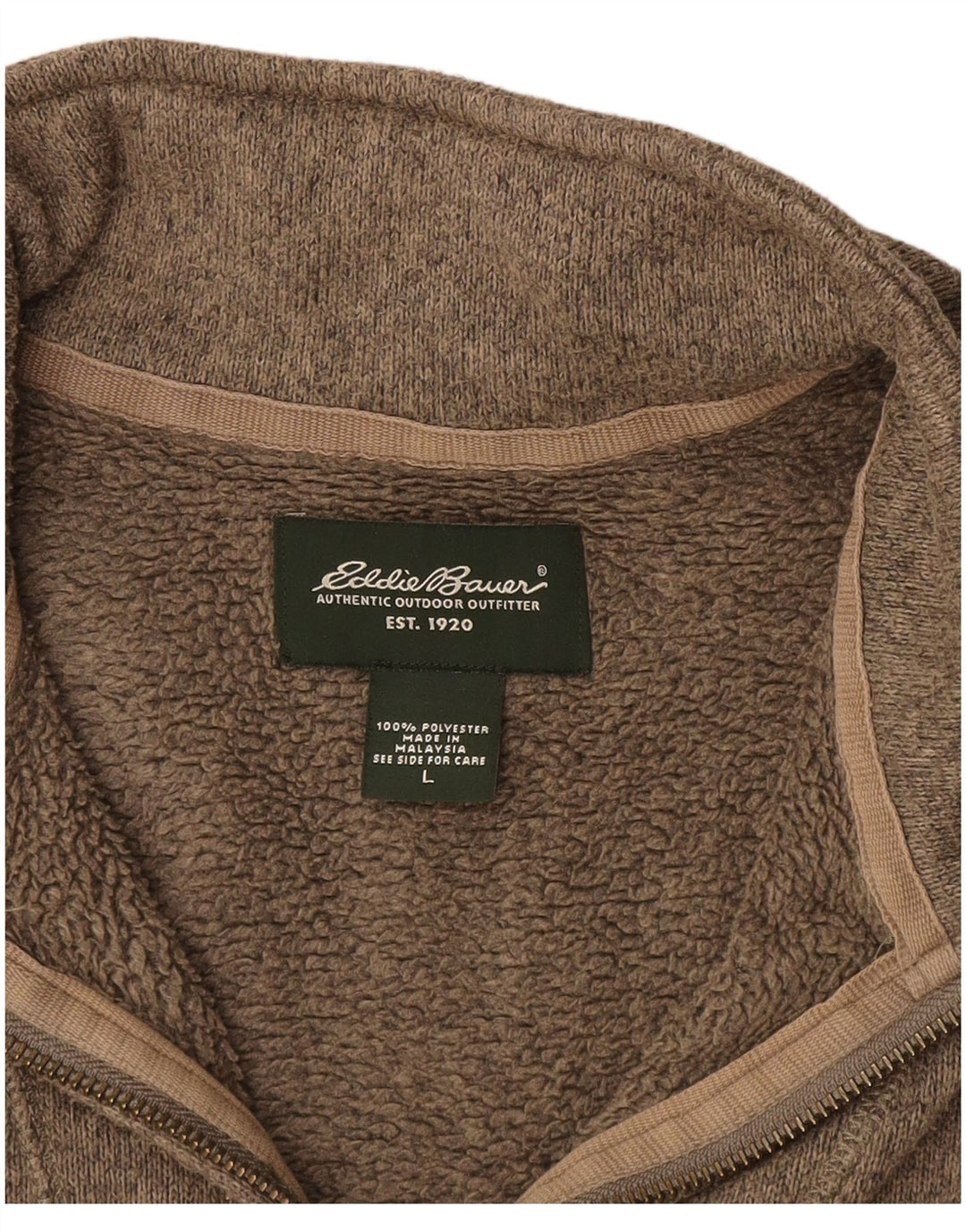 EDDIE BAUER Felpa con collo con zip da uomo Maglione grande poliestere marrone